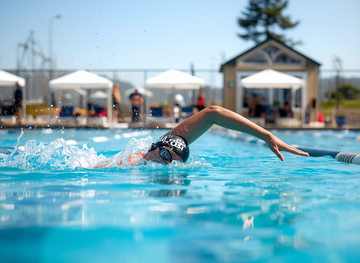 Stylised swimmer glide illustration for Whrexxonfrhrozar